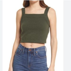 Madewell Cashmere Crop Tank in Green medium